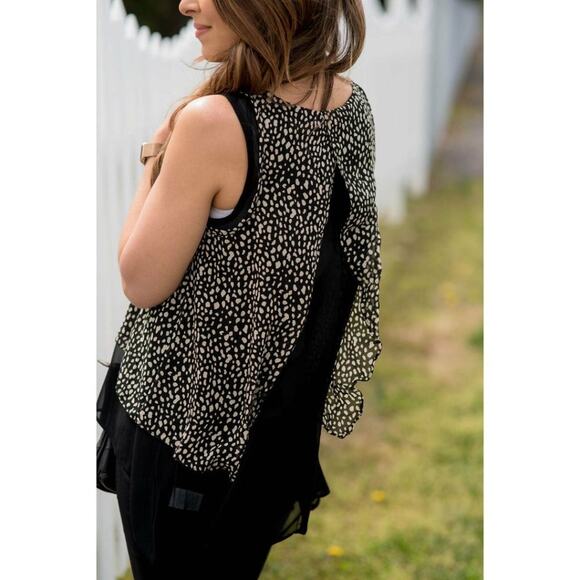 ♥ 538 ♥ (S) Chiffon Speckled Layered Blouse Tank - Picture 4 of 5